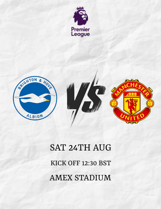 White Grunge Brighton Vs Manchester United  F Flyer (US Letter) template