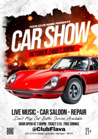 White Grunge Car Show A5 template