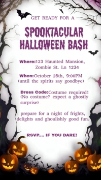 White Grunge Halloween Flyer  Digital Display (9:16) template