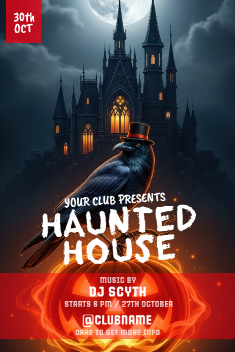 Plantilla de White Grunge Halloween Haunted House Template Poster ...