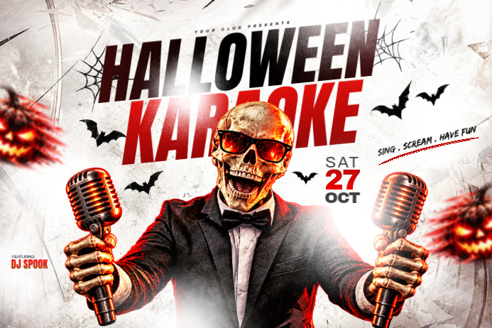 White Grunge Halloween Karaoke Party Poster Template | PosterMyWall
