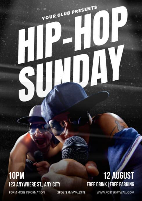 White Grunge Hip-hop Music Event A4 template