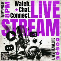 White Grunge Live Streaming Event Promotion Instagram Post Iphosti le-Instagram template