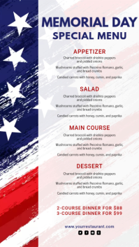 White Grunge Memorial Day Special Menu Digital Display Affichage numérique (9:16) template