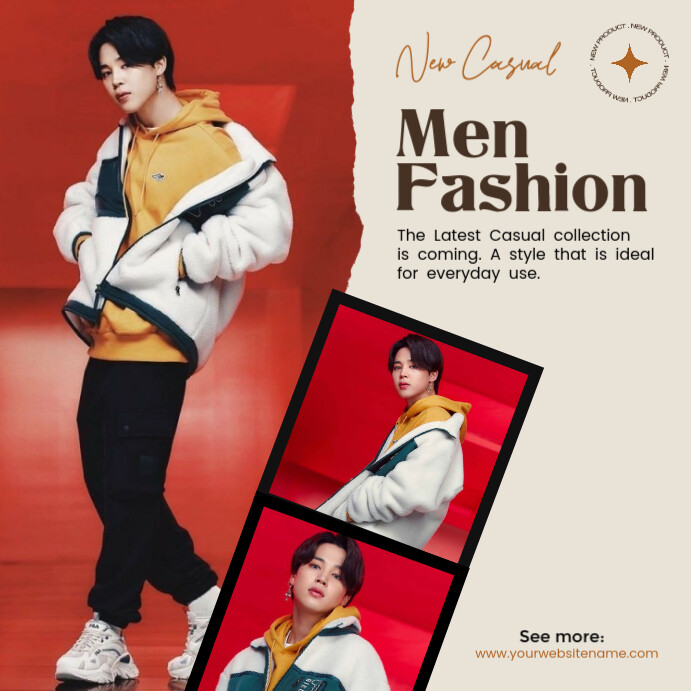 White Grunge Men's Fashion Instagram Post Wpis na Instagrama template