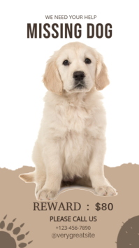 White Grunge Mising Dog Instagram Story Instagram-Story template