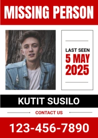 White Grunge Missing Person A2 template