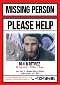 White Grunge Missing Person A2 template