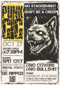 White Grunge Punk Gig A5 template