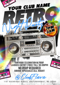 White Grunge Retro Night A5 template