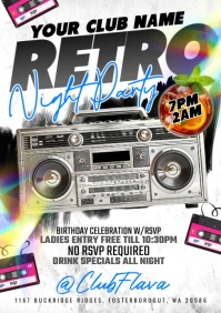 White Grunge Retro Night A5 template