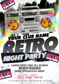 White Grunge Retro Night A5 template