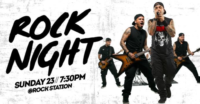 White Grunge Rock Night Facebook Event Cover template