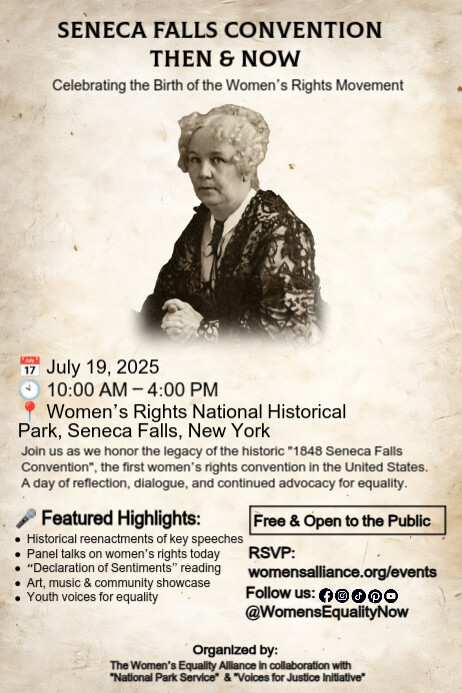 White Grunge Seneca Falls Convention  Poster Cartaz template