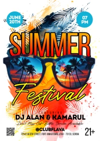 White Grunge Summer Festival A5 template