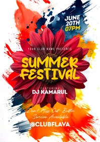 White Grunge Summer Festival A5 template