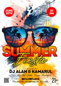 White Grunge Summer Party A5 template