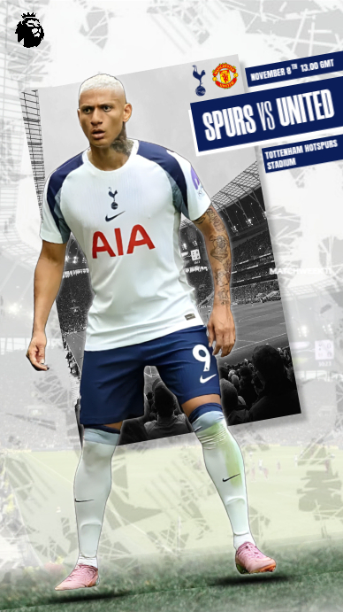 Plantilla de White Grunge Tottenham Hotspurs Match Day Instagram Story ...