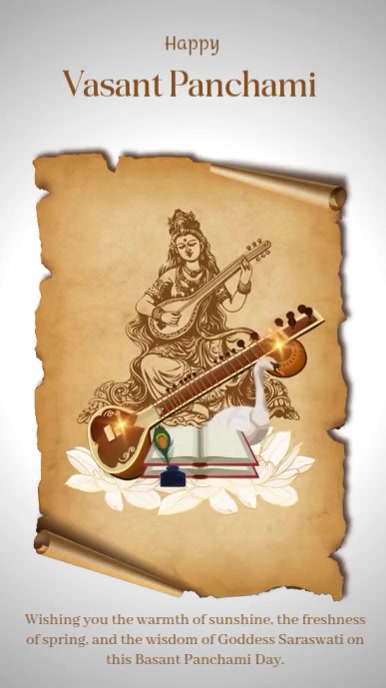 White Grunge Vasant Panchami  Tiktok Video template