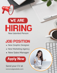 White Grunge We Are Hiring New Talent Person Our Site Please Wait  Flyer (us Letter) template