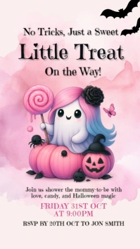 White Halloween Baby Shower Instagram Story template