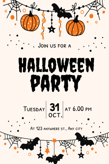 White Halloween Party Poster Template | PosterMyWall