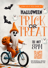 White Halloween Trick Or Treat A4 template