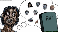 White Halloween Zombie Creatures Background Presentation (16:9) template