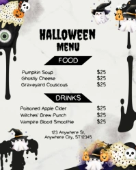 White Haloween Menu Card Template Instagram Portrait