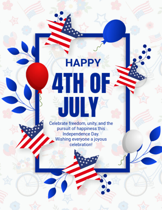 White Happy 4th Of July  Flyer (us Letter) template
