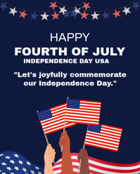 White  Happy 4th Of July Independence Day Template  Instagram Portrait