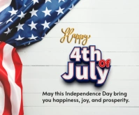 White Happy 4th Of July Wish Posters Medium Rectangle template