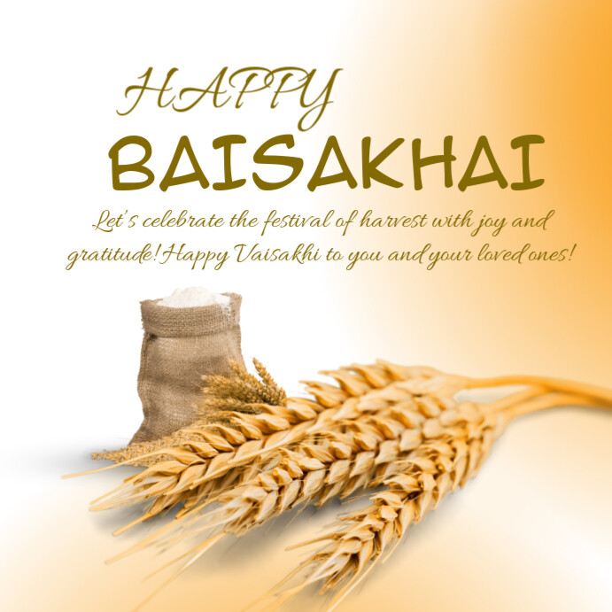 White  Happy Baisakhai Celebration Template For  Instagram Post
