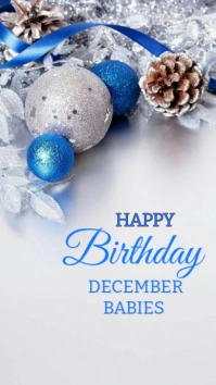 White Happy Birthday Digital Display (9:16) template