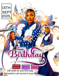 White Happy Birthday Flyer  Flyer (us Letter) template