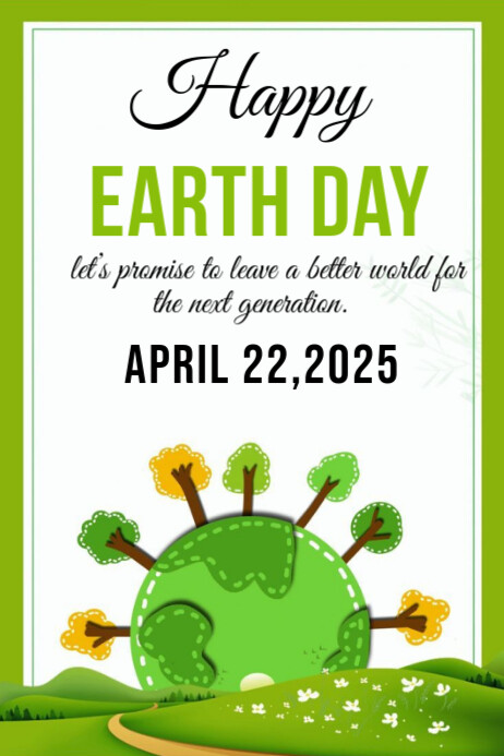 White  Happy Earth Day  Poster Cartaz template