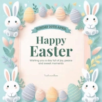 White Happy Easter Card Square (1:1) template
