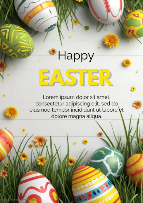 White Happy Easter Post A4 Template | PosterMyWall