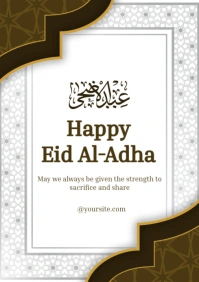 White  Happy Eid Al Adha A4 template