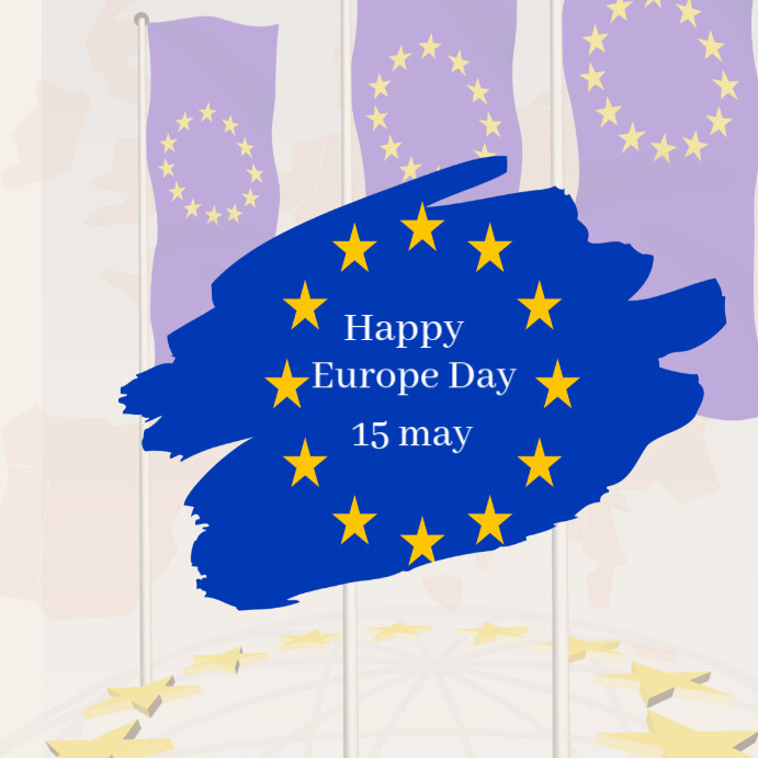 White  Happy Europe Day Instagram Post template
