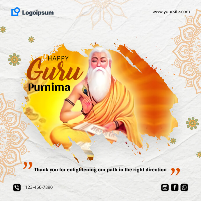 White Happy Guru Purnima Instagram Post template