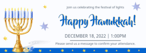 White Happy Hanukkah greeting card Facebook Cover Photo template