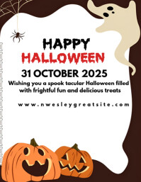 White  Happy Helloween   Flyer (us Letter) Pamflet (VSA Brief) template