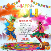 White Happy Holi Instagram Post template