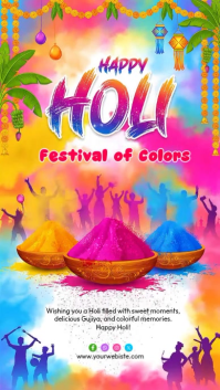 White Happy Holi Instagram Story template