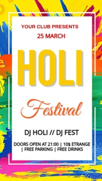 White  Happy Holi Post Digital Display (9:16) template