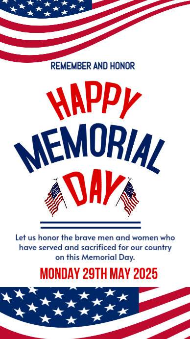 Copy of White Happy Memorial Day Instagram Story | PosterMyWall
