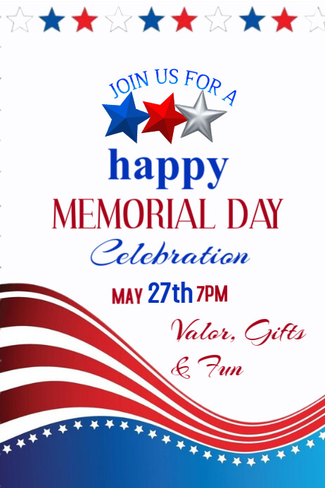 White Happy Memorial Day Poster Template | PosterMyWall