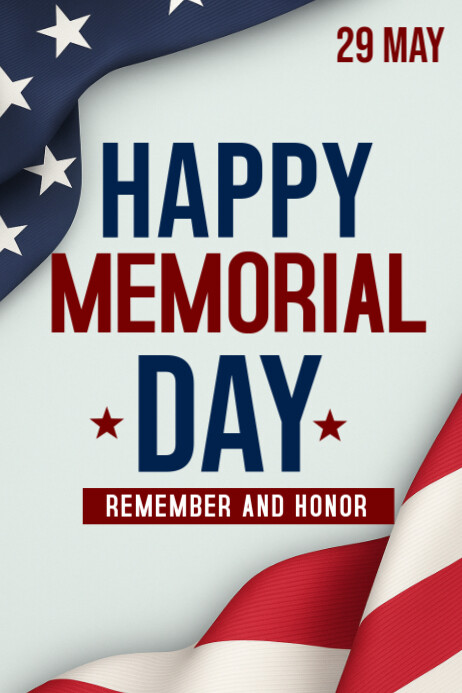 White  Happy Memorial Day Poster template
