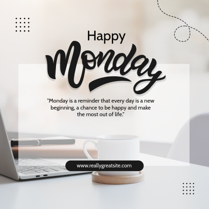 White Happy Monday Instagram Post Template | PosterMyWall